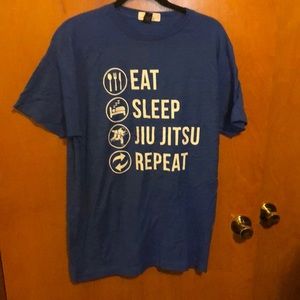 East, sleep, jiu jitsu, repeat NWT large blue tee